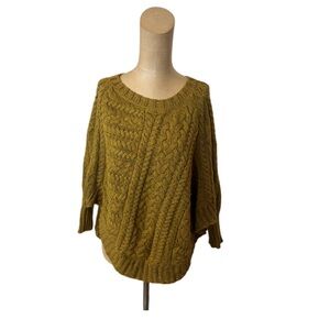 Anthro Angel of The North Golden Mustard Poncho Sweater Size Small